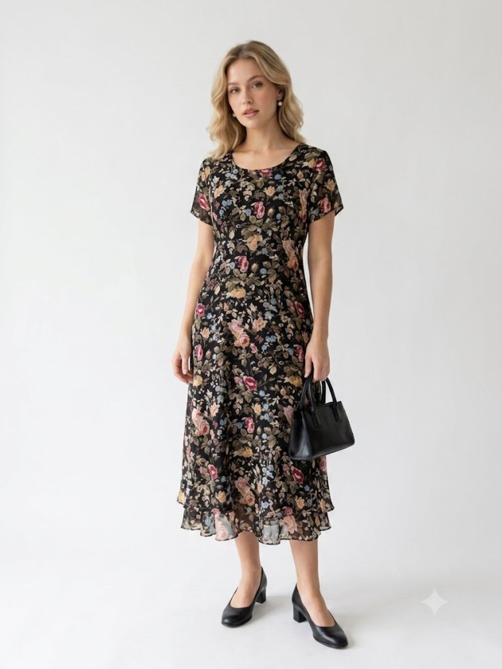Vintage Liz Claiborne Collection Floral Midi Dress Made USA Size 10
